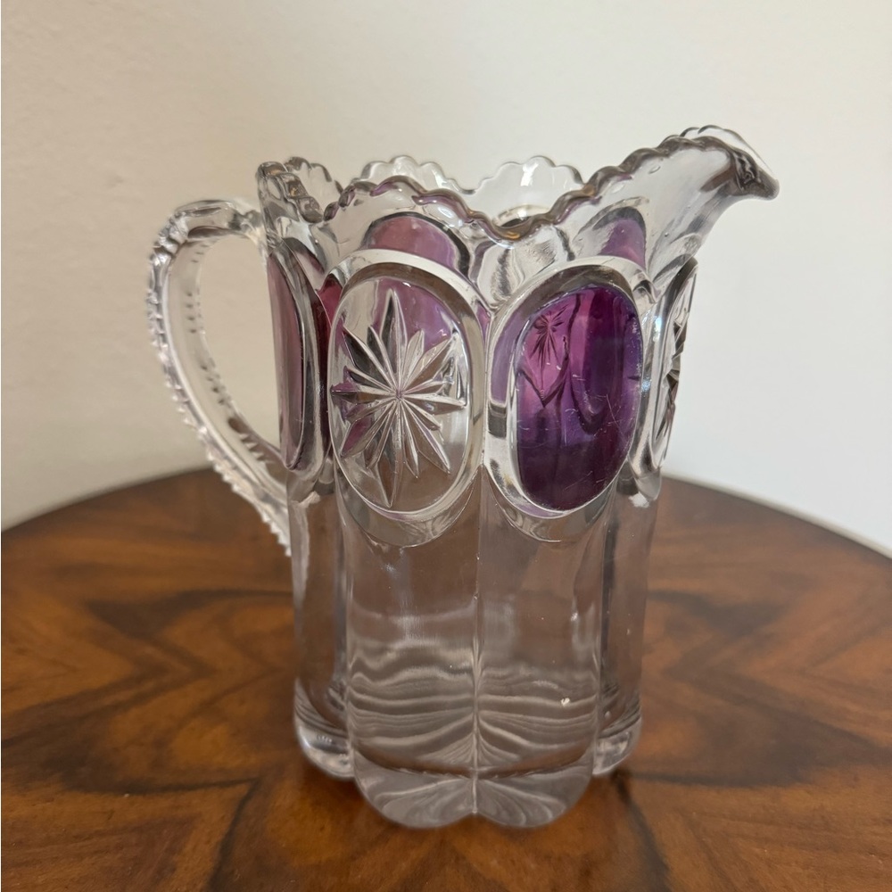 Antique Pitcher by: US Glass Co. EPAG 15155 pattern Nobby Bull’s Eye, Cromwell - Picture 3 of 13
